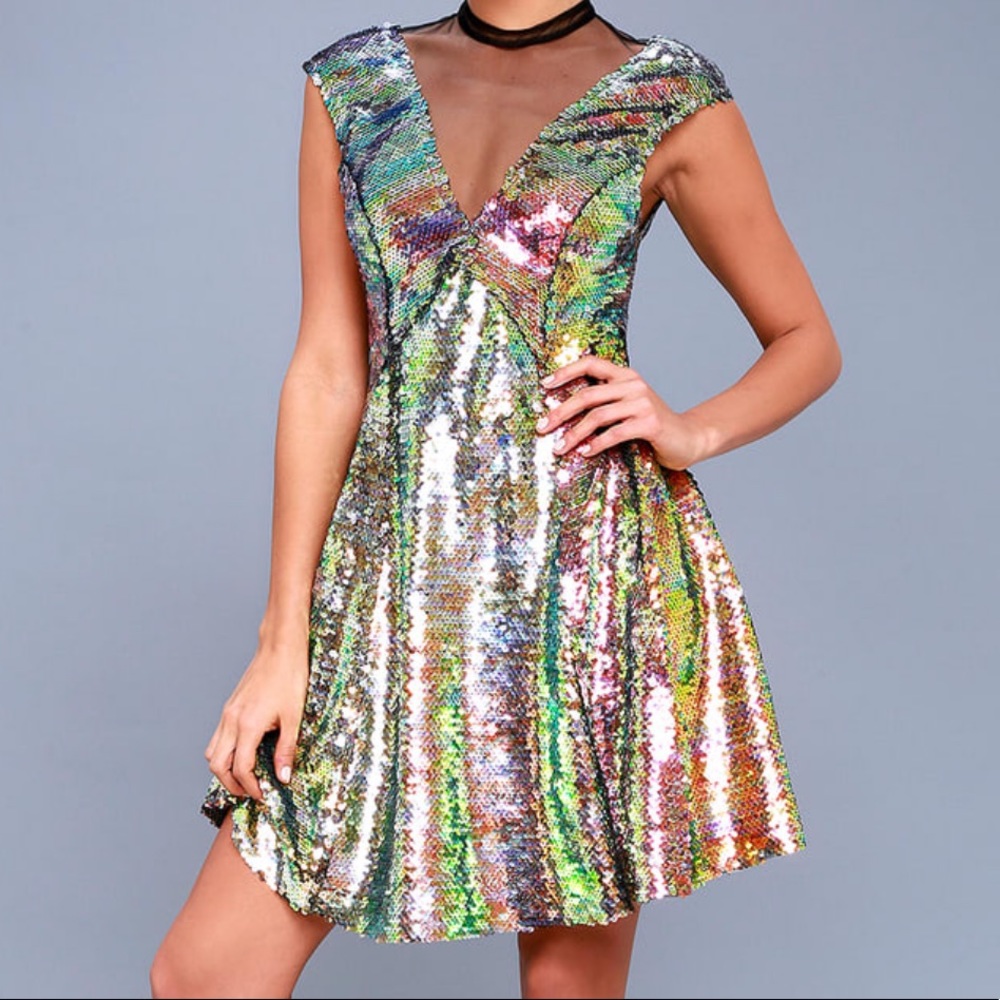 FREE PEOPLE Sequin Skater Dress